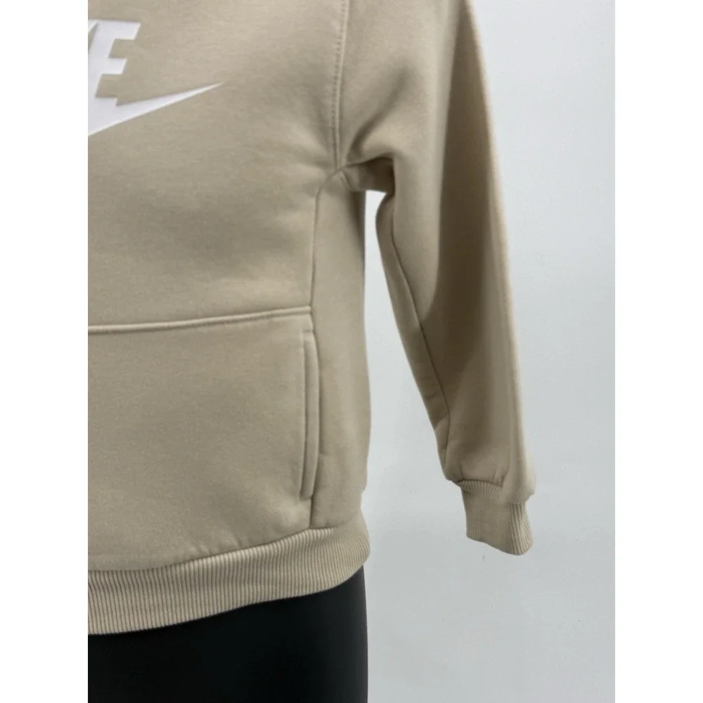 Nike Beige‎ with White Swoosh Hooded Sweatshirt Hoodie Boy's Size 4T
